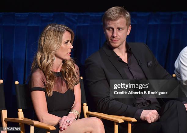 Personalities Trista Sutter and Sean Lowe attend the WE tv presents "The Evolution of The Relationship Reality Show" at The Paley Center for Media on...