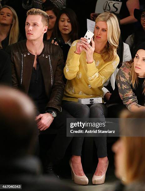 Barron Hilton and Nicky Hilton attend Wildfox fashion show during Mercedes-Benz Fashion Week Fall 2014 at Pier 59 on February 5, 2014 in New York...