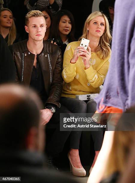 Barron Hilton and Nicky Hilton attend Wildfox fashion show during Mercedes-Benz Fashion Week Fall 2014 at Pier 59 on February 5, 2014 in New York...