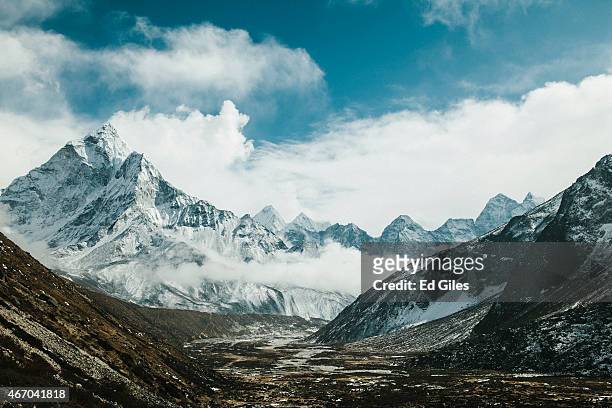 The peak of Ama Dablam is seen above the village of Pheriche and the Dudh Kosi river vallery, in the Solu-Khumbu region of Nepal, February 13, 2015....