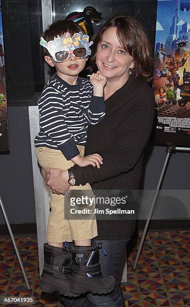 Actress Rachel Dratch and son Eli Benjamin Wahl attend the Warner Bros. Pictures and Village Roadshow Pictures screening of "The LEGO Movie" at AMC...