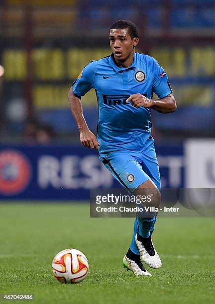 Juan Jesus of FC Internazionale in action during the UEFA Europa League Round of 16 match between FC Internazionale Milano and VfL Wolfsburg at...