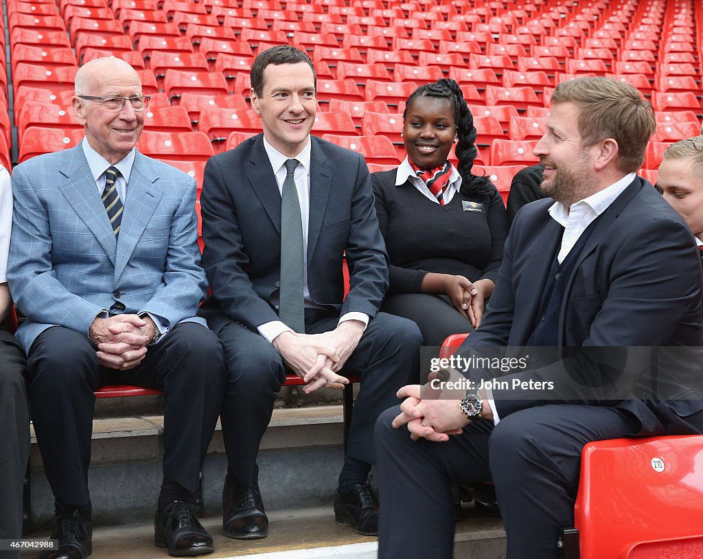 George Osborne Meets Sir Bobby Charlton and Manchester United Apprentices