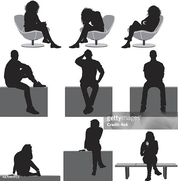 people sitting - sitting stock illustrations