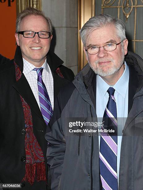 John Augustine and Christopher Durang attends the Broadway Opening Night performance of 'The Heidi Chronicles' at The Music Box Theatre on March 19,...