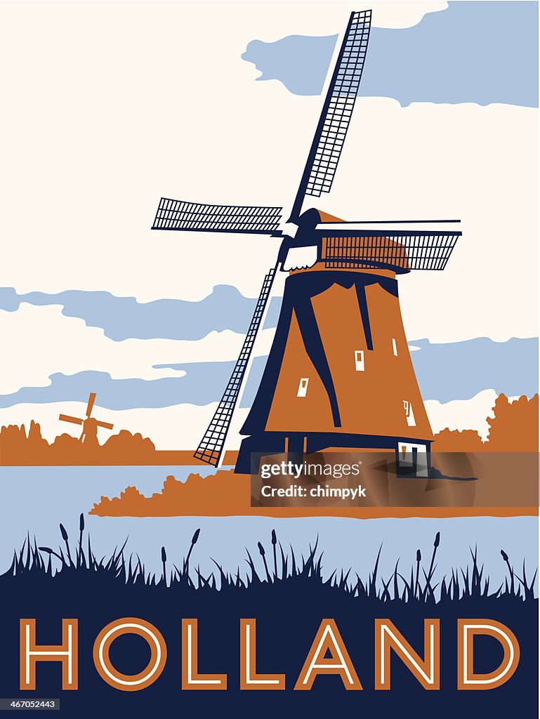 Cartel Vintage Holland viaje