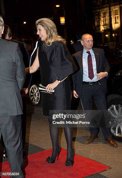 Queen Maxima of The Netherlands arrives to attend the last concert by conductor Mariss Jansons at the Royal Concertgebouw Orchestra on March 20, 2015...