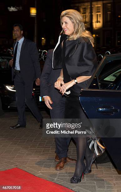 Queen Maxima of The Netherlands arrives to attend the final concert by conductor Mariss Jansons with the Royal Concertgebouw Orchestra on March 20,...