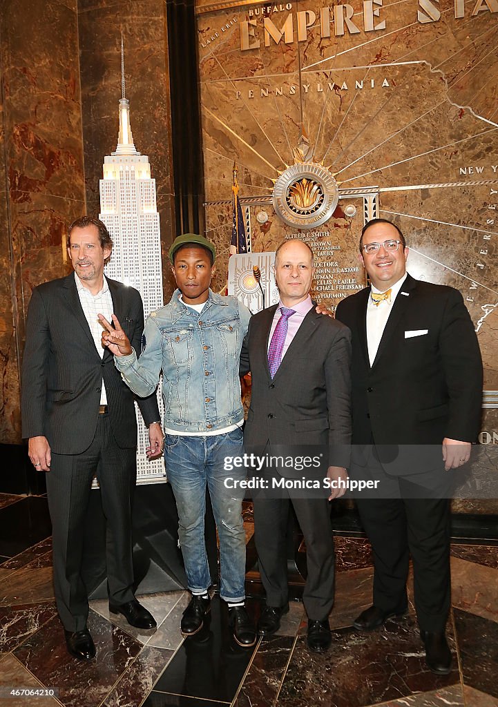 Pharrell Williams Lights The Empire State Building For United Nations' International Day Of Happiness