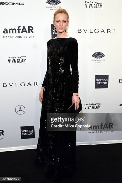 Model Daria Strokous attends the 2014 amfAR New York Gala at Cipriani Wall Street on February 5, 2014 in New York City.