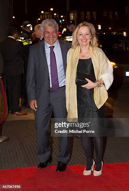 Dutch Minister for Education Jet Bussemaker and her husband Garth Sylbing arrive to attend the last concert by conductor Mariss Jansons at the Royal...