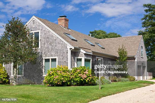 luxury new england house, chatham, cape cod, massachusetts. blue sky. - skylight stock pictures, royalty-free photos & images