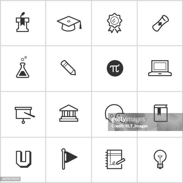 college life icons — inky series - hard hat laptop stock illustrations