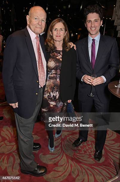 Sydney Samuelson, guest and Robert Samuelson attend the Mel Brooks BFI Fellowship Dinner at The May Fair Hotel on March 20, 2015 in London, England.