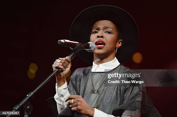 Singer/songwriter Lauryn Hill performs onstage at the Amnesty International Concert presented by the CBGB Festival at Barclays Center on February 5,...