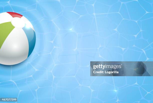 vector drawing of a beach ball and pool background - swimming pool stock illustrations
