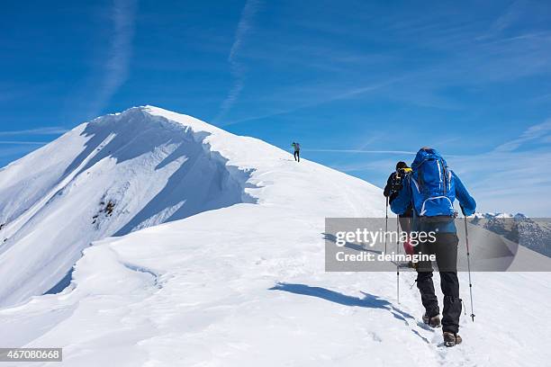 wandern in die berge - bergsteiger gipfel stock-fotos und bilder