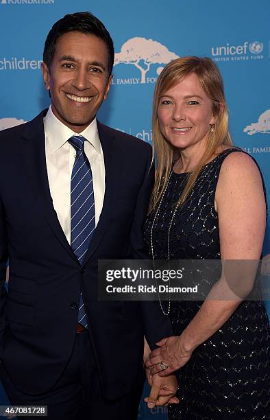 Chief Medical Correspondent Dr. Sanjay Gupta and member of the U.S. Fund for UNICEF Southeast Regional Board Rebecca Olson Gupta attend UNICEF'S...