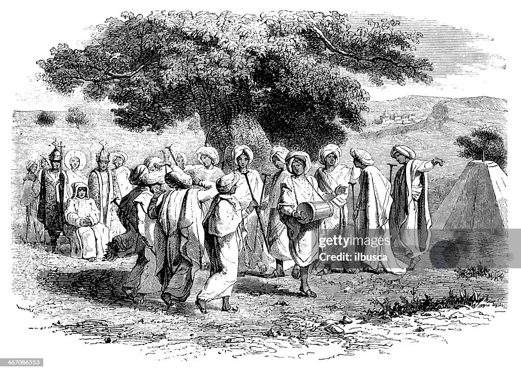 Ancienne illustration de danse à rosette