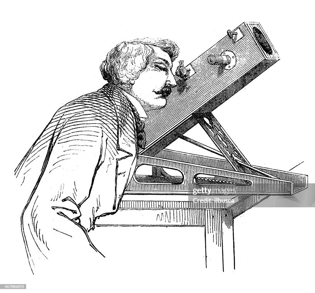 Antique illustration of astronomer