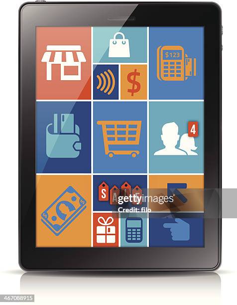 online mobile shopping - card reader stock illustrations