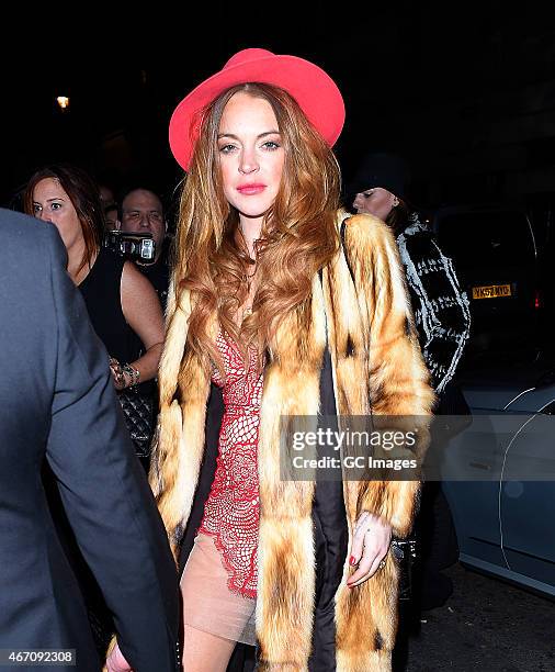 Lindsay Lohan is seen at Dstrkt Night Club on March 20, 2015 in London, England.