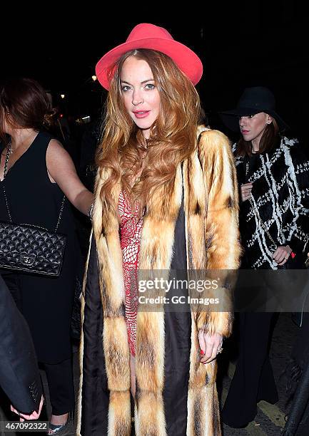 Lindsay Lohan is seen at Dstrkt Night Club on March 20, 2015 in London, England.