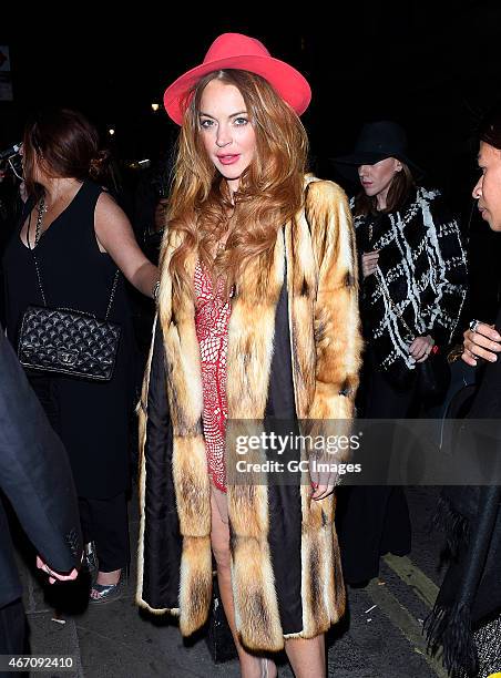 Lindsay Lohan is seen at Dstrkt Night Club on March 20, 2015 in London, England.