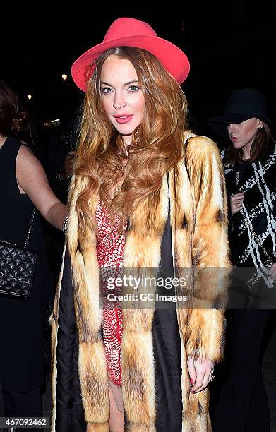 Lindsay Lohan is seen at Dstrkt Night Club on March 20, 2015 in London, England.