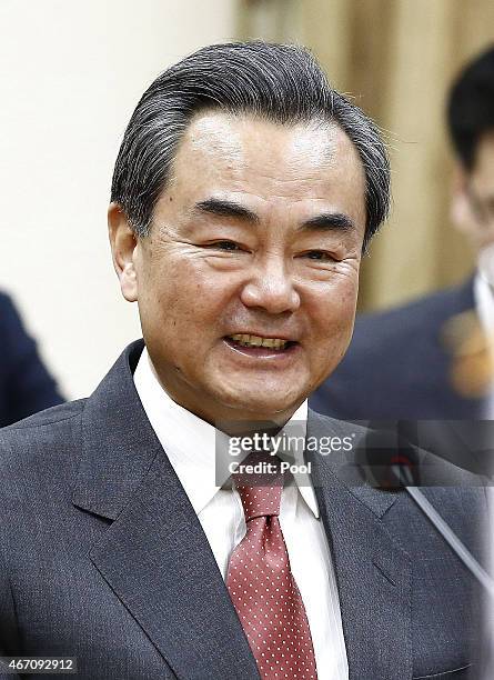 Chinese Foreign Minister Wang Yi attends the meeting with South Korean counterpart at foreign ministry on March 21, 2015 in Seoul, South Korea....