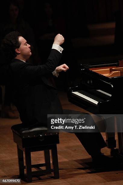 Russian concert pianist Evgeny Kissin performs a solo piano recital with works by composers Beethoven, Prokofiev, Chopin and Liszt at Barbican Centre...
