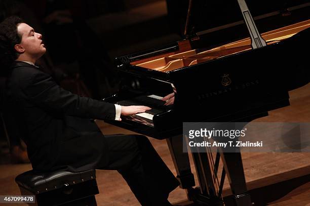 Russian concert pianist Evgeny Kissin performs a solo piano recital with works by composers Beethoven, Prokofiev, Chopin and Liszt at Barbican Centre...
