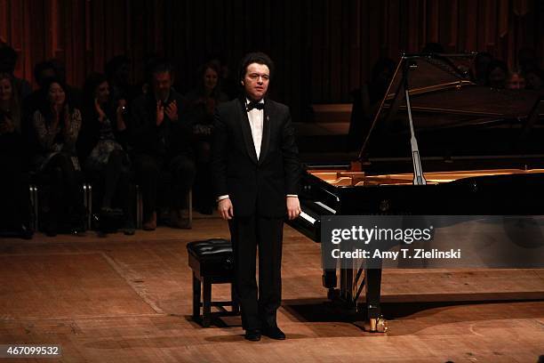 Russian concert pianist Evgeny Kissin performs a solo piano recital with works by composers Beethoven, Prokofiev, Chopin and Liszt at Barbican Centre...