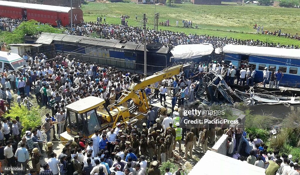Rescue work carrying on at Bachhrawan in Raebareli, where...