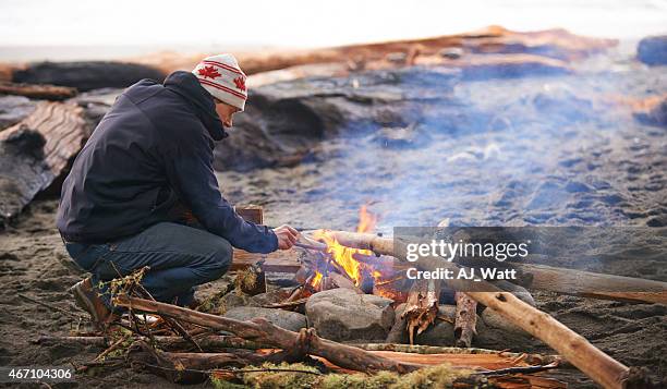 he's in charge of the campfire - park man made space stock pictures, royalty-free photos & images