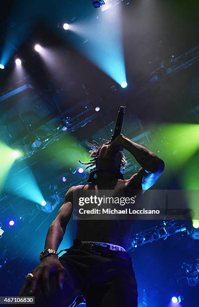 Rapper Wiz Khalifa performs during the 2015 SXSW Music, Film + Interactive Festival at Acl Live at Moody Theatre on March 20, 2015 in Austin, Texas.