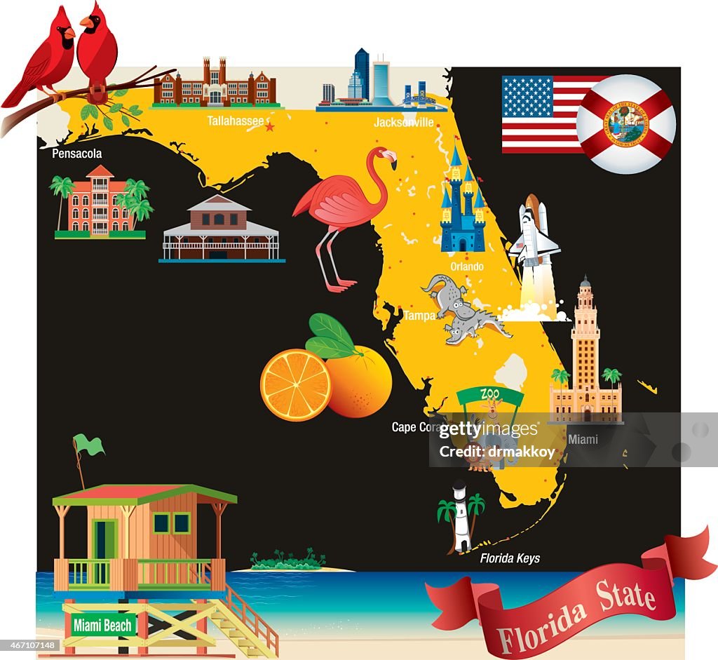 Cartoon map of Florida