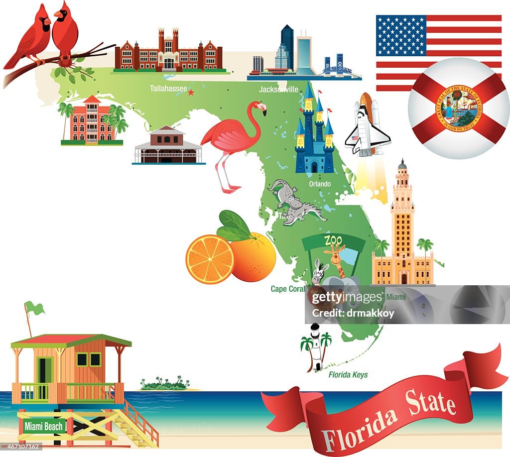 Cartoon map of Florida