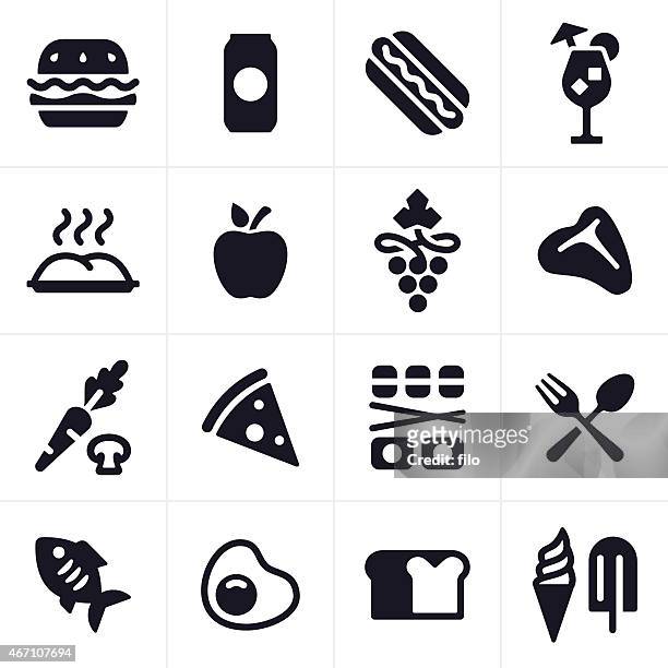 essen und trinken-icons und symbole - t bone steak stock-grafiken, -clipart, -cartoons und -symbole