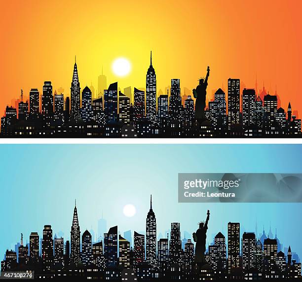 new york skyline (complete, detailed, moveable buildings) - one world trade center vector stock illustrations