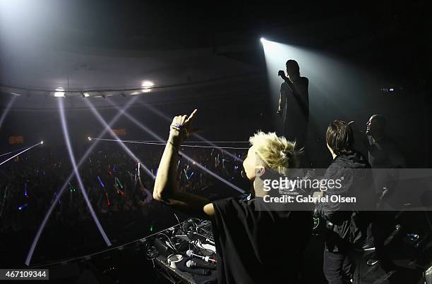 Recording artists Roy English, Alesso and Sebastian Ingrosso perform at 97.1 AMP Radio Presents AMPLIFY 2015 at the Hollywood Palladium on March 20,...