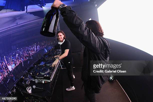 Recording artists Alesso and Sebastian Ingrosso perform at 97.1 AMP Radio Presents AMPLIFY 2015 at the Hollywood Palladium on March 20, 2015 in Los...