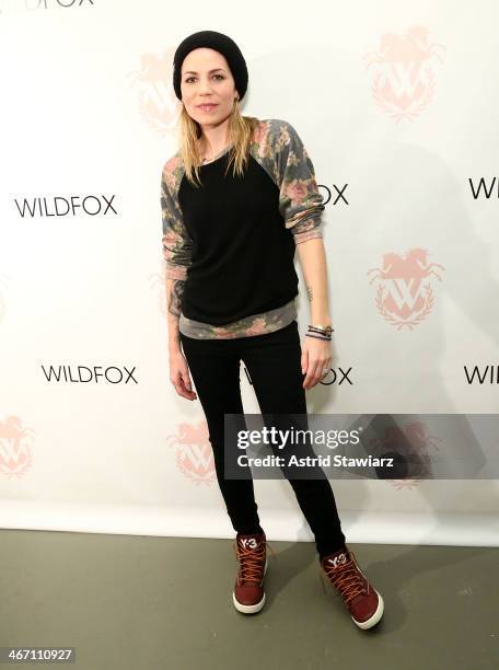 Skylar Grey poses for photos backstage at Wildfox during Mercedes-Benz Fashion Week Fall 2014 at Pier 59 on February 5, 2014 in New York City.
