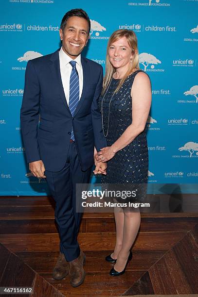 Dr. Sanjay Gupta and Mrs. Rebecca Gupta attends the 2015 UNICEF Evening for Children First event at Summerour Studio on March 20, 2015 in Atlanta,...