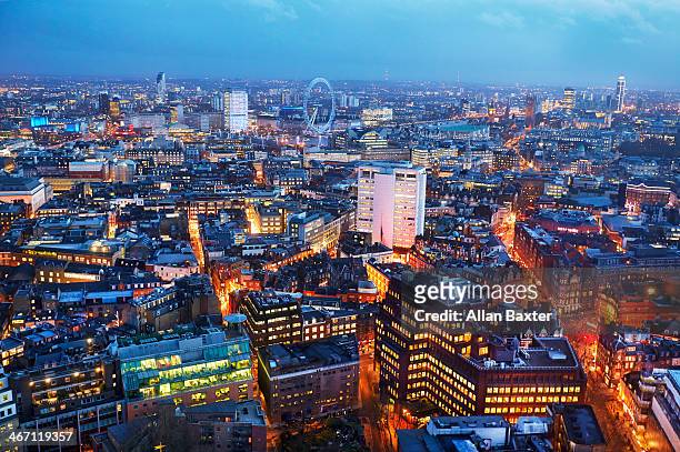elevated view of the west end of london - westend stock pictures, royalty-free photos & images