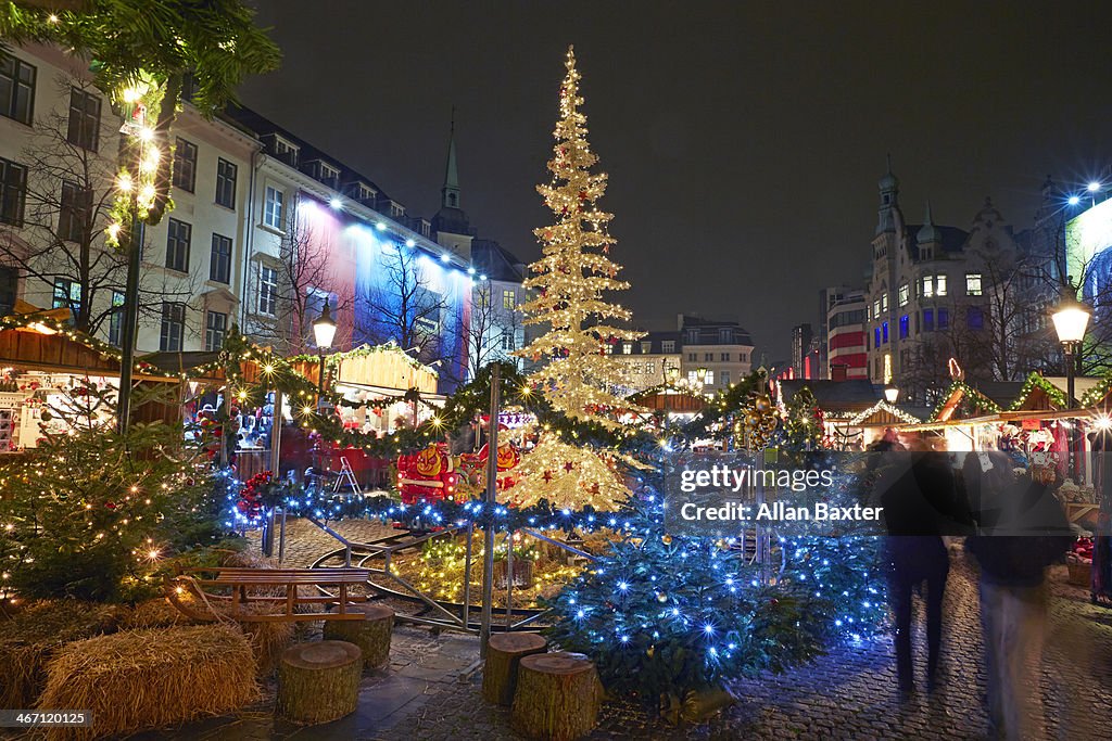 Copenhagen Christmas market at night