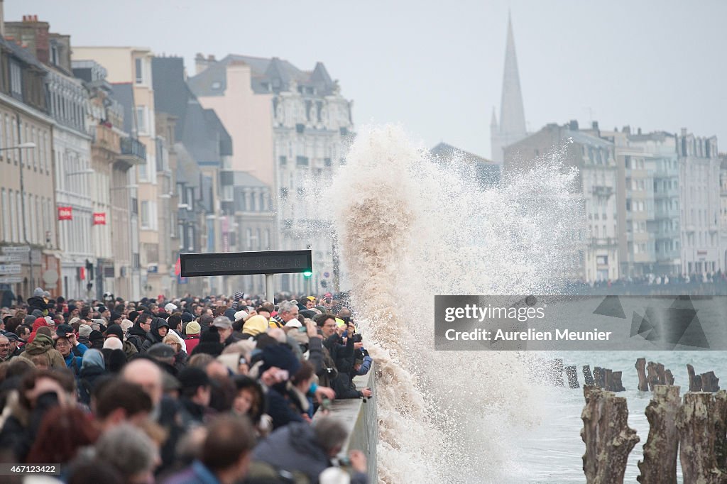 Thousands Visit The French Atlantic Coast For 'Tide Of The Century'