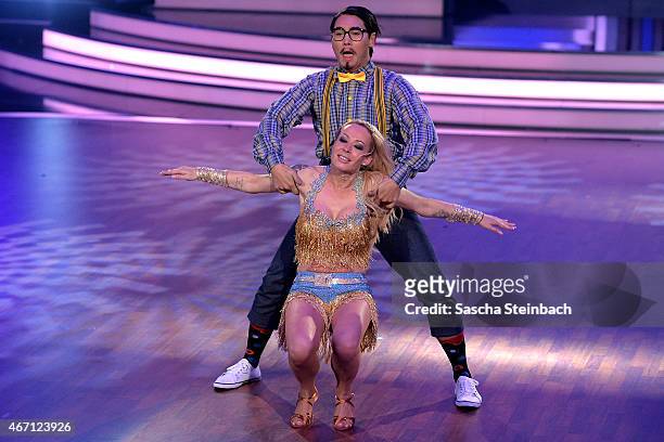 Defeated Cora Schumacher and Erich Klann perform on stage during the 2nd show of the television competition 'Let's Dance' on March 20, 2015 in...