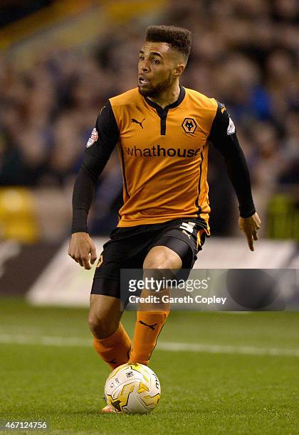 Scott Golbourne of Wolves during the Sky Bet Championship match between Wolverhampton Wanderers and Derby County at Molineux on March 20, 2015 in...