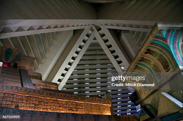 luxor hotel interior - las vegas pyramid hotel stock pictures, royalty-free photos & images